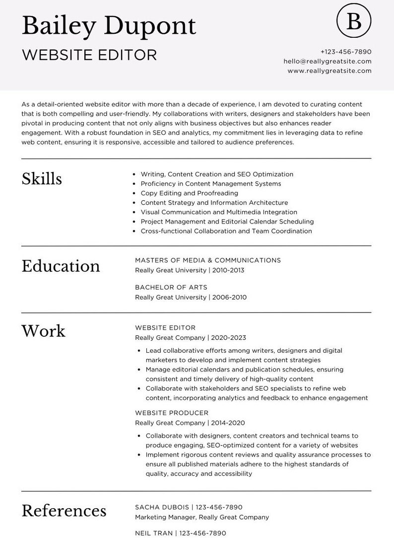 Digital and Printable CV Template, Fully Editable and Personalisable - Etsy