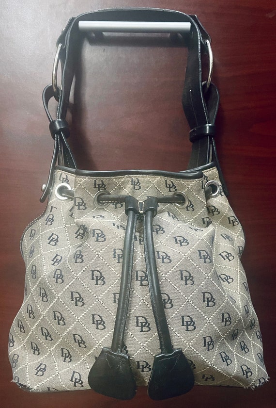 Dooney & Bourke Monogram Drawstring Bucket Tote B… - image 1