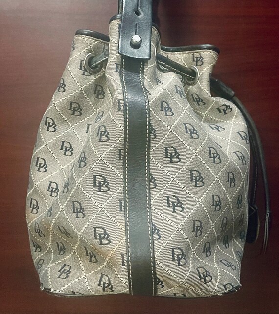 Dooney & Bourke Monogram Drawstring Bucket Tote B… - image 4