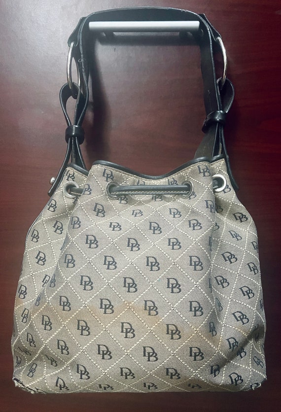 Dooney & Bourke Monogram Drawstring Bucket Tote B… - image 2
