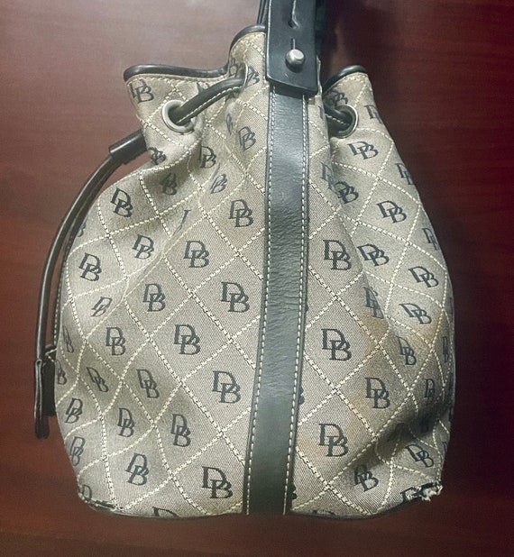 Dooney & Bourke Monogram Drawstring Bucket Tote B… - image 3