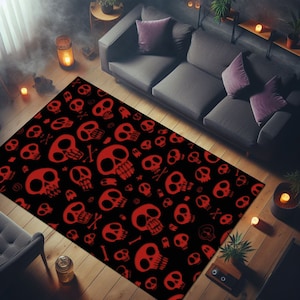 Skull Rug, Skull Room Decor, Skull Home Rugs, Custom Rug, Home Decor Rug, For Living Room Rug, Art Rug, Horror Rug, Hallowen Rug