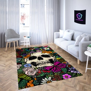 Skull Valentines Rug,Gothic Rug, Witchy Decor Rug, Gothic Area Rug, Skeleton Rug  , Goth Rug, Dark Academia Rug, Valentines Day Gift