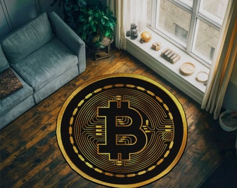 3D Bitcoin Rug: Non-Slip Crypto Office Decor