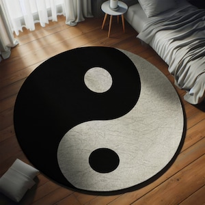 Yin Yang Round Rug, Meditation Carpet, Yin Yang Meditation Rug, Housewarming Gift, Yoga Mat, Black and White Yin Yang Rug, Round yoga rug
