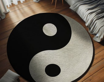 Yin Yang Round Rug, Meditation Carpet, Yin Yang Meditation Rug, Housewarming Gift, Yoga Mat, Black and White Yin Yang Rug, Round yoga rug