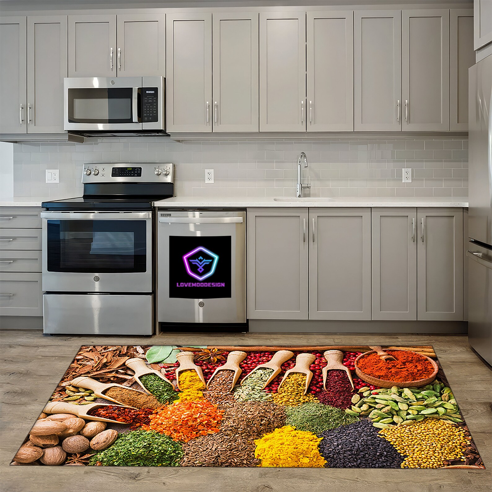 Spice Rug Vibrant Spices Kitchen Rug: Non-slip, Machine Washable - Etsy
