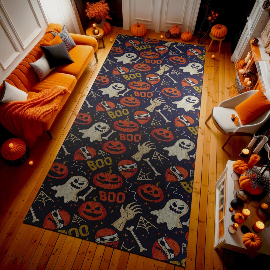 Halloween Ghosts and Pumpkins Area Rug – Spooky 