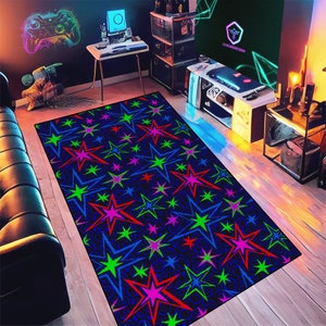 Arcade Carpet, Colorful Trippy Area Rug, 80s 90s Accent Floor Mat, Game Room, Bowling Alley, Man Cave, Abstract Area Rug, Gamer Gift