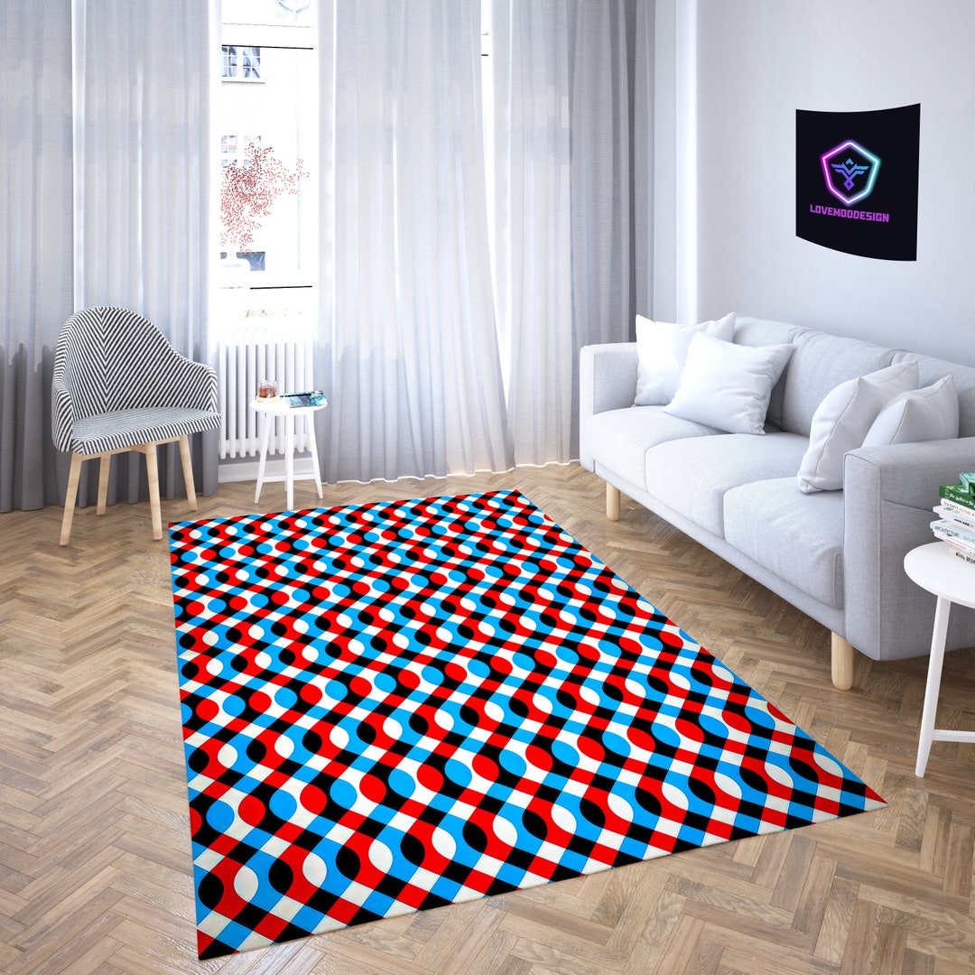 Glitch Rug: Colorful Optical Illusion Velvet Rug - Etsy