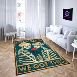 Skull Valentines Rug,Gothic Rug, Witchy Decor Rug, Gothic Area Rug, Skeleton Rug  , Goth Rug, Dark Academia Rug, Valentines Day Gift