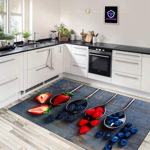Mixed Fruit Rug For Kitchen, Forest Fruit Rug,Fruit Rug, Kitchen Rug, Kitchen Decor, Fruit Themed Rug, Kitchen Carpet, 3D Fruits Printed Mat