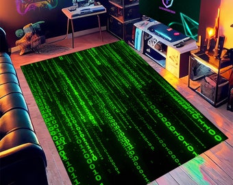 Alfombra Matrix Code: Terciopelo negro y verde, regalo moderno para programadores