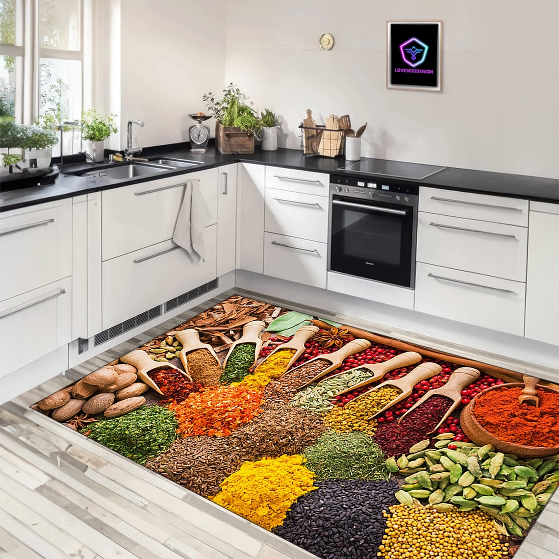 Spice Rug Vibrant Spices Kitchen Rug: Non-slip, Machine Washable - Etsy