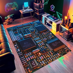 Tapis à motifs carte principale, Tapis pour circuits imprimés, Pour tapis de salon, Tapis Gamer, Moquette de sol antidérapante, Tapis pour ados, Tapis pour chambre d'enfants,