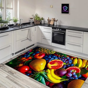 Mixed Fruit Rug, Forest Fruit Rug,Fruit Rug, Kitchen Rug, Kitchen Decor, Fruit Themed Rug, Kitchen Carpet, 3D Fruits Printed Mat