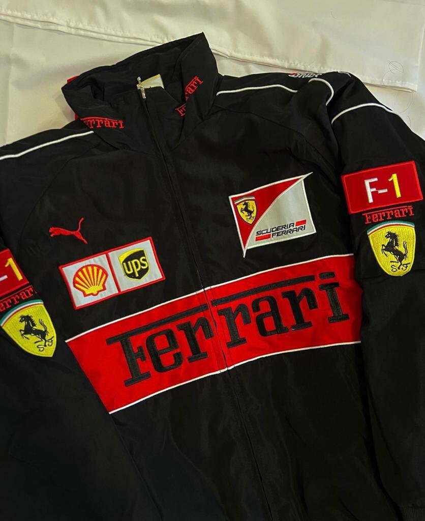 Buy Rare Vintage Style Red and Black Ferrari Racing/bomber Jacket ...