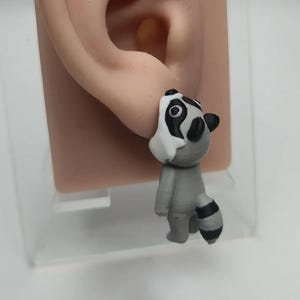 Raccoon Earrings – Cute Animal Studs, Woodland Jewelry, Fun Gif