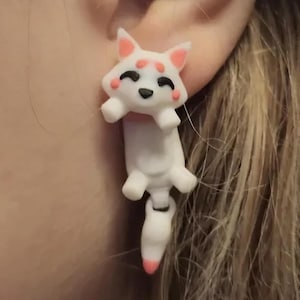 Pendientes Kitsune – Joyería de zorro japonés, pendientes articulados de zorro