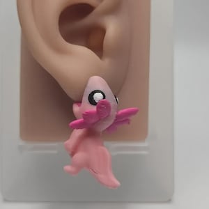 Axolotl Earrings – Pink Salamander Studs, Cute Amphibian Jewelry Gift