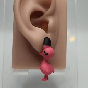 Flamingo Earrings – Pink Bird Studs, Tropical Bird Jewelry, Cute Animal Accessory
