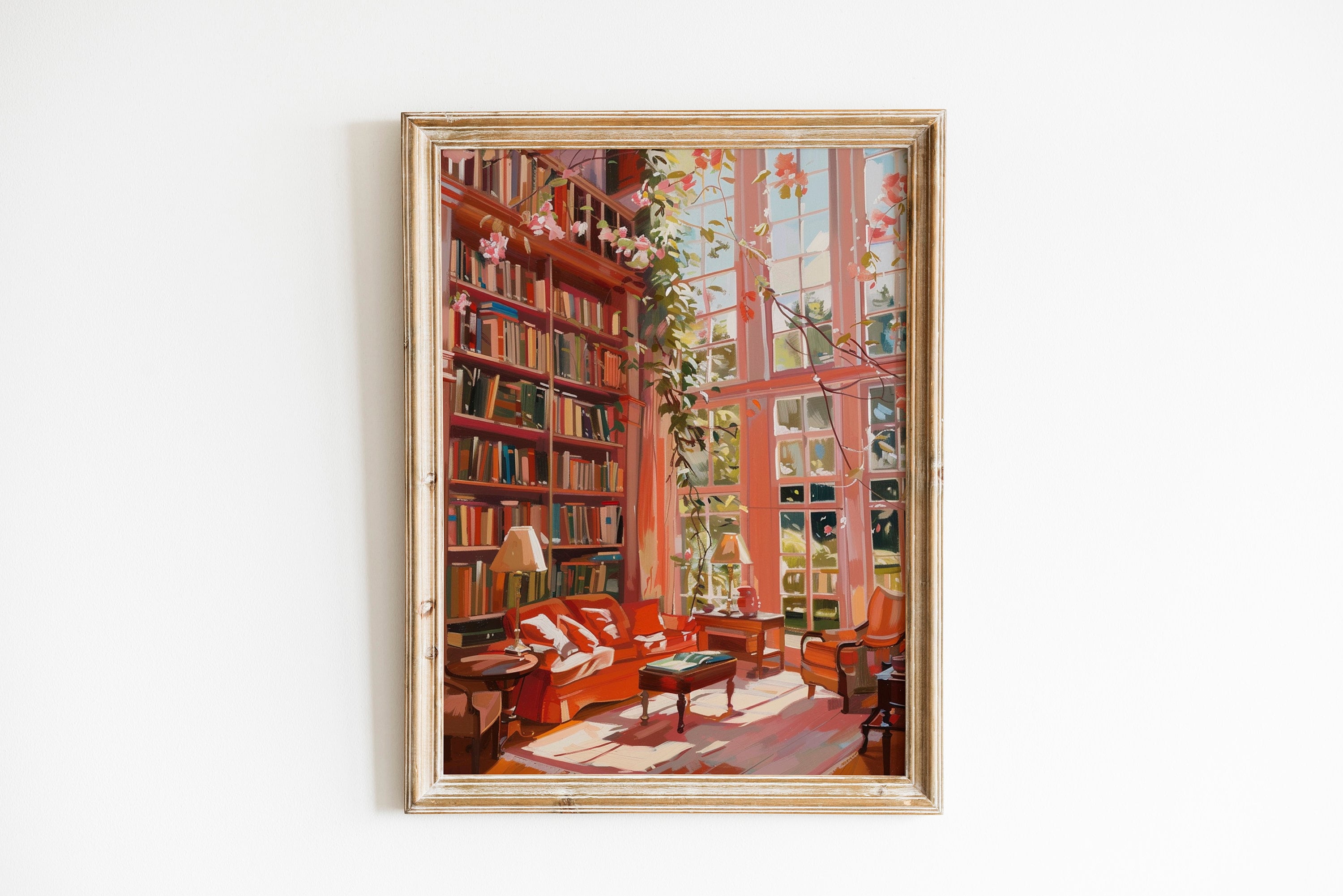 Vintage Book Poster, Cozy Book Nook Art, Reading Gift, Book Lovers Home ...