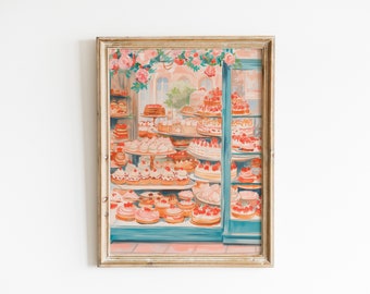 Süßes Badezimmer Dekor, Küche Wand Dekor, digitaler Download, Lebensmittel Kunst, Pastell Aquarell, kokette Raumdekoration, trendige eklektische Wandkunst
