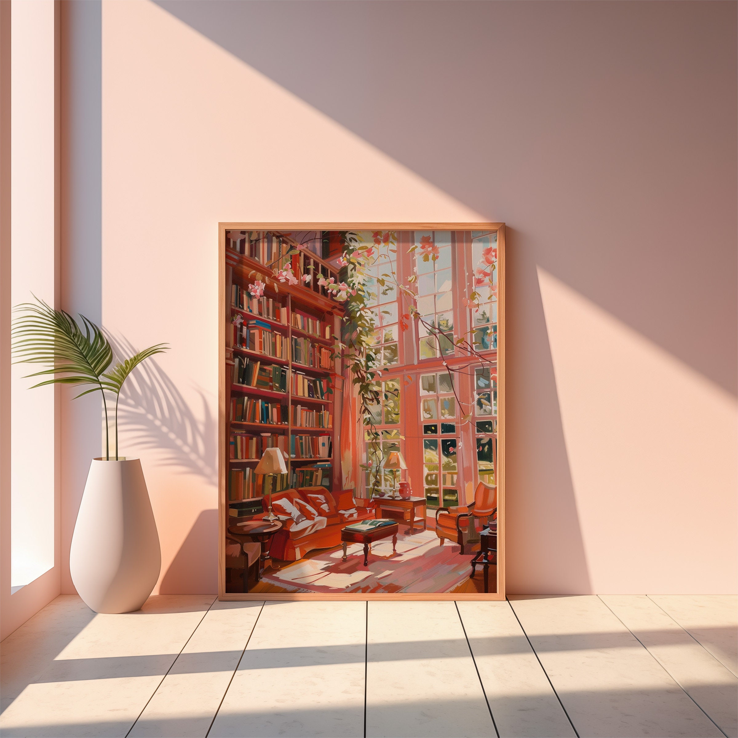 Vintage Book Poster, Cozy Book Nook Art, Reading Gift, Book Lovers Home ...