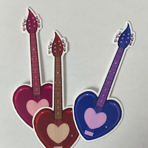 Hartsticker gitaar | Vinyl | Waterdicht | Leuke kawaii voor Bullet Journal planner laptop waterfles | Briefpapier