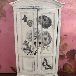1/12 Scale Miniature Dollhouse Wardrobe: Hand-Painted Shabby Chic Furniture