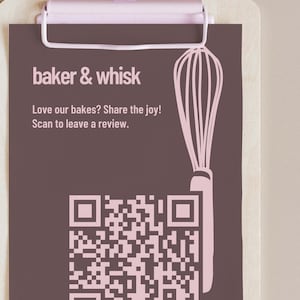 Happy Customer Business Review QR Code Card Sign Template DIY Customer Review Canva Design Editable Downloadable Printable Online Review