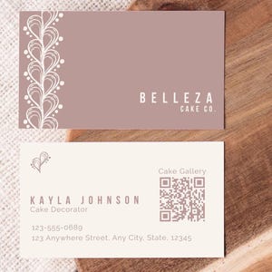 Beautiful Business Card Template Baker Design Cake Decorator Design Professional Business Card DIY Canva Custom Business Branding Card