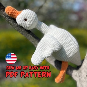 Goose No Sew PDF Crochet Pattern, Goose Amigurumi Crochet Patterns, Plushie Goose Crochet Pattern, Farm Duck Crochet Pattern