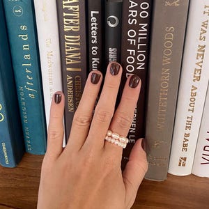Freshwater Pearl Ring Set, Handmade Beaded Elastic Rings, Knot-Free