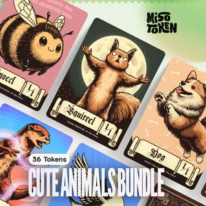 36× Animal-Themed Token Bundle — Custom Tokens for MTG Magic EDH Commander