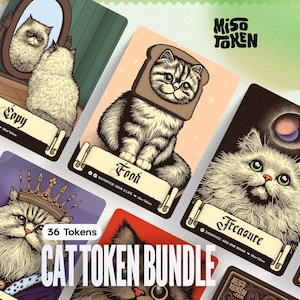 36× Cat-Themed Token Bundle — Custom Tokens for MTG Magic EDH Commander