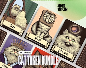 36× Cat-Themed Token Bundle — Custom Tokens for MTG Magic EDH Commander