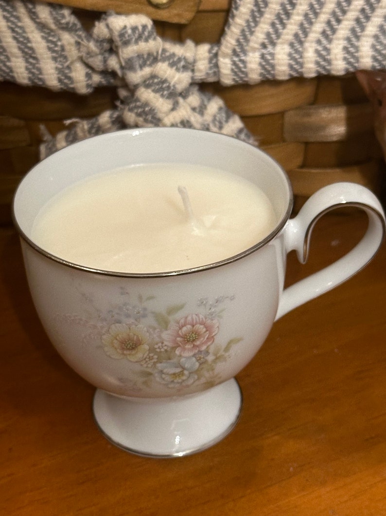 Floral Design Tea Cup Candle Etsy