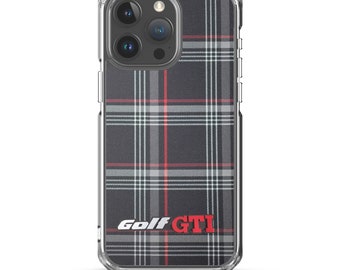 Coque pour iPhone® transparente motif tissu Golf GTI | charme rétro pour les amateurs de voitures classiques | Élégant et protecteur