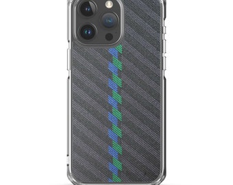 Legendary Alpina Fabric Pattern Clear Case for iPhone® | Central Blue and Green Stripe