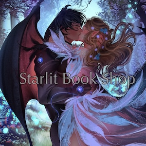 Oficjalnie licencjonowany wydruk Elain x Azriel 5x7 - ACOTAR autorstwa Sarah J. Maas