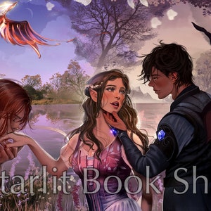 Oficjalnie licencjonowany wydruk Elain x Azriel 5x7 - ACOTAR autorstwa Sarah J. Maas