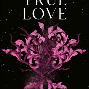 May include: A digital art piece with the text "A Curse For True Love Overlays" in white. The image features a stylized, ornate, magenta-colored floral design against a dark, starry background, creating a mystical aesthetic.