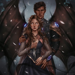 Oficjalnie licencjonowany wydruk Elain x Azriel 5x7 - ACOTAR autorstwa Sarah J. Maas