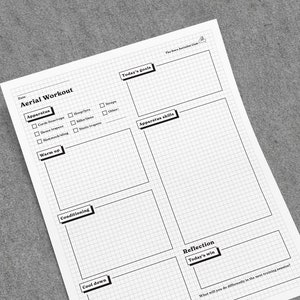 Aerial workout planner - printable PDF - 8.5x11&quot;