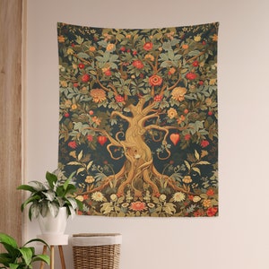 Tapestry of Tree of Life William Morris Inspired Forest and Flowers Art ...