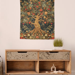 Tapestry of Tree of Life William Morris Inspired Forest and Flowers Art ...