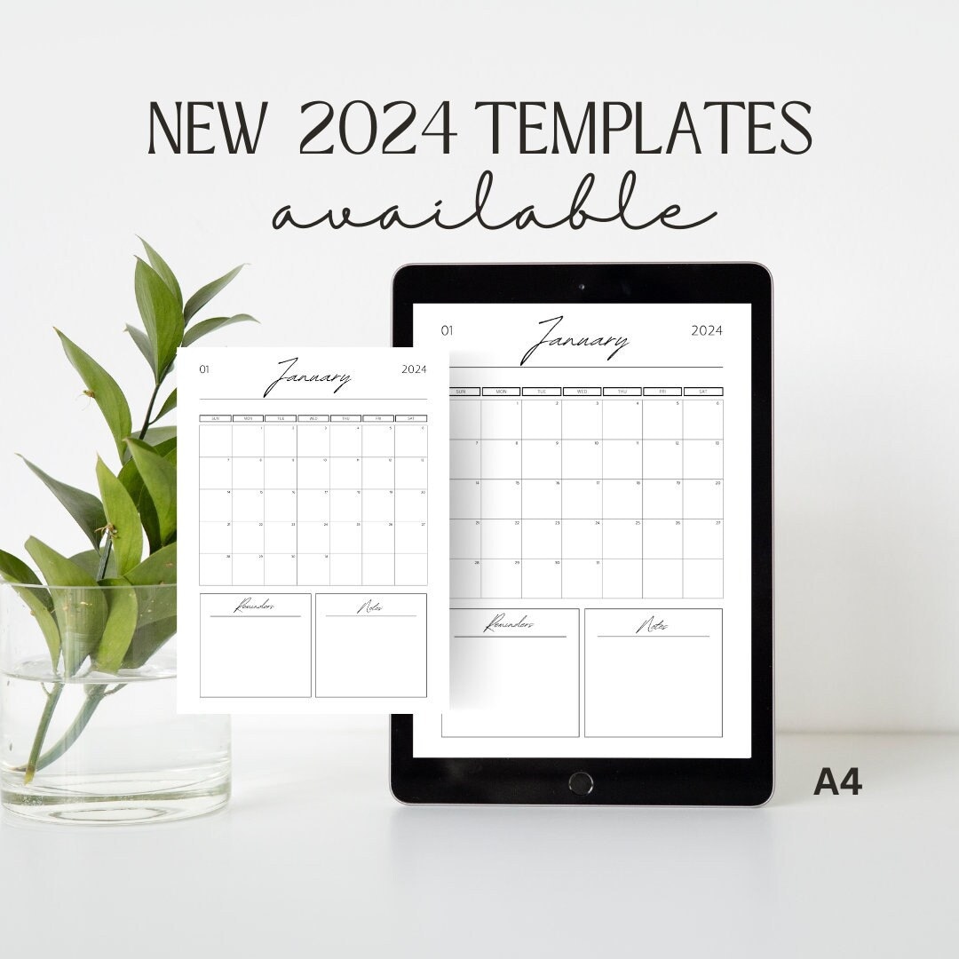 Monthly Calendar Planner // 2024 // New Year // Minimalist Planner