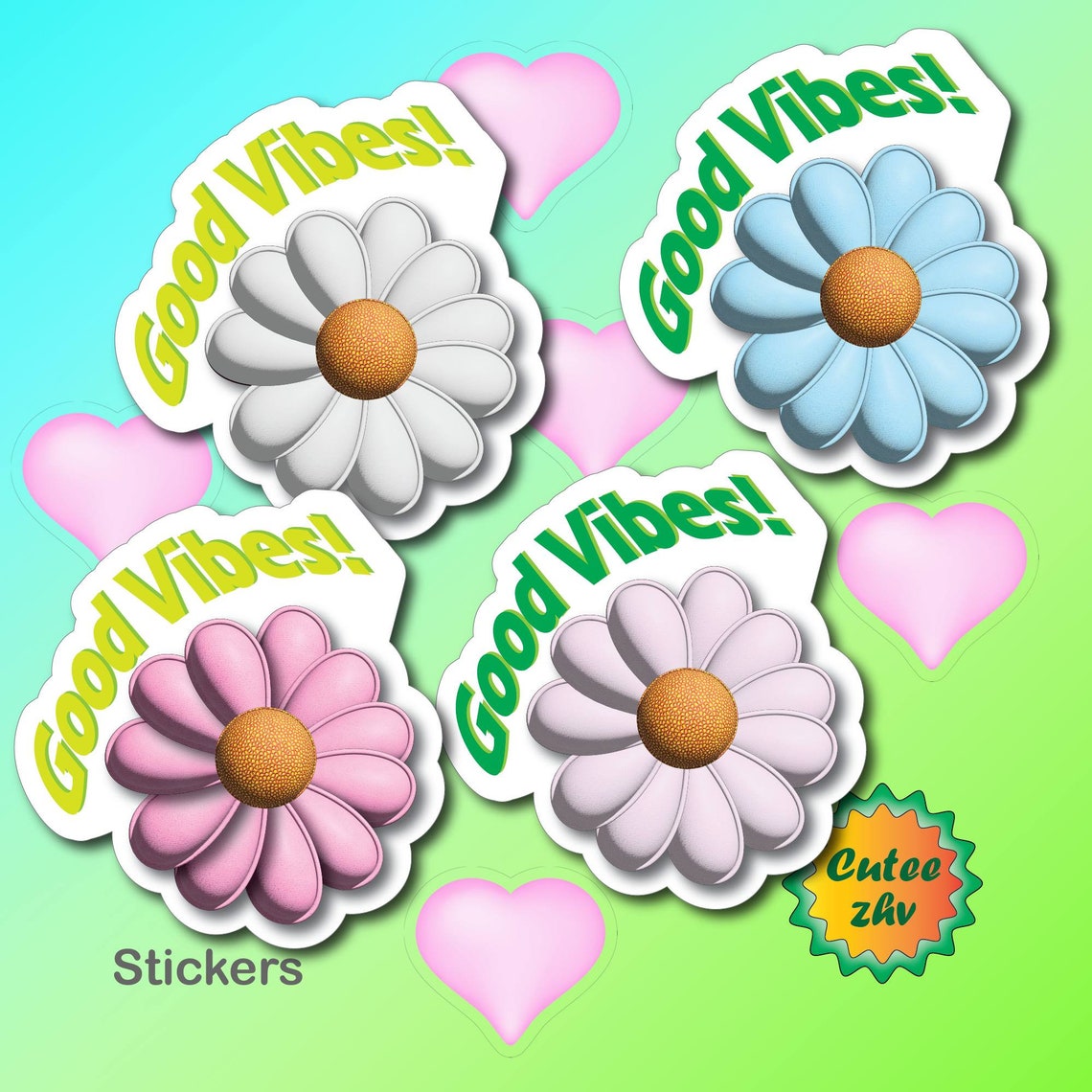 Good Vibes Sticker, Affirmation Decals, Positive Vibes Sticker, Hippie ...