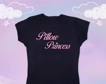 Angel Baby Y2K Pillow Princess Crop Top Baby Tee - Y2K Slogan Tee, Funny Baby Tee, 2000s 90s Aesthetic, Pillow Princess Shirt, Y2K Funny Tee